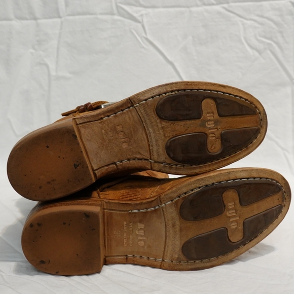 NYLO Distressed Tan Suede Mid-calf Moto Boot - made in Italy, size 38 - Picture 4 of 7